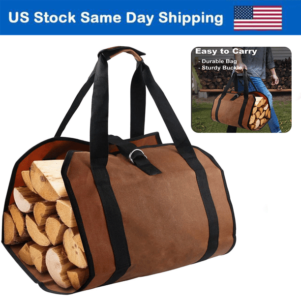 FIREWOOD LOG CARRIER Fire Wood Tote Canvas Carrying Bag Holder Carry Durable
